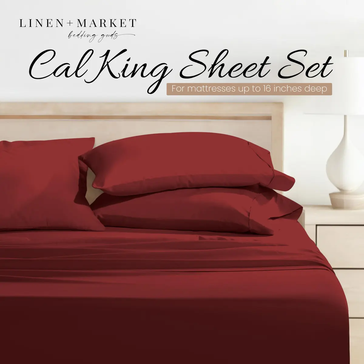 Linen Market California King Bed Sheet Set | Wrinkle-Free Microfiber, Breathable & Durable (1800 Series) - view 3