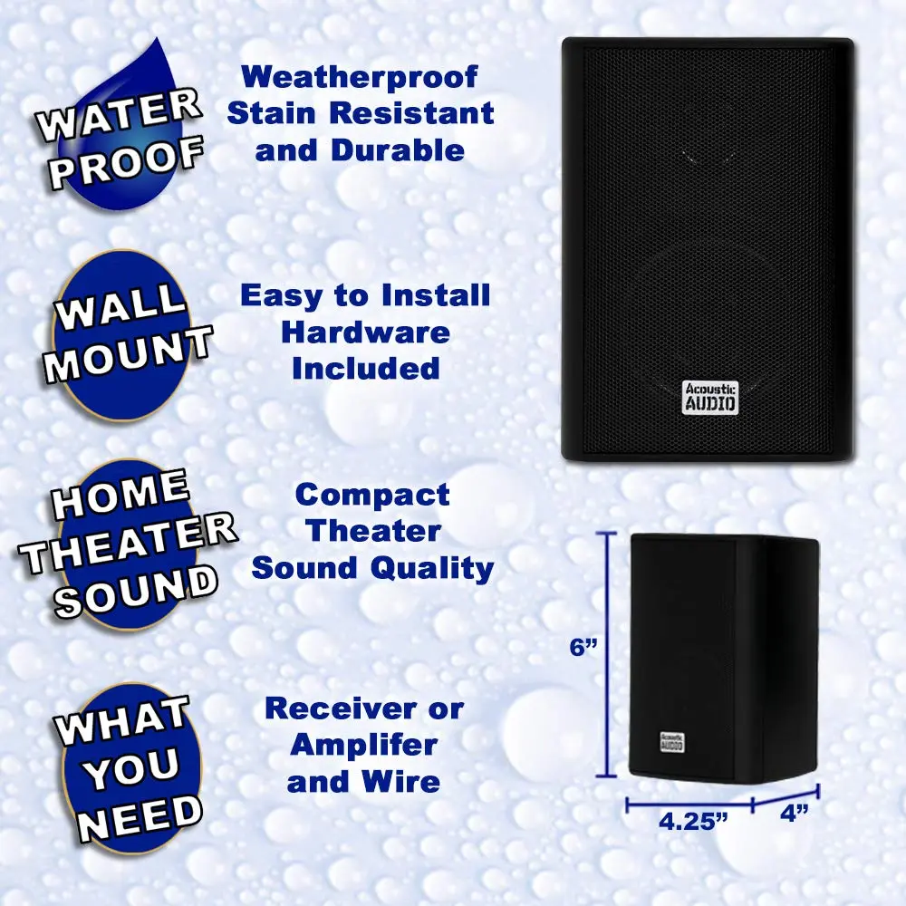 Acoustic Audio by Goldwood AA351B 2 Way Speakers 6" x 4" | Waterproof Indoor Outdoor 500W - view 2