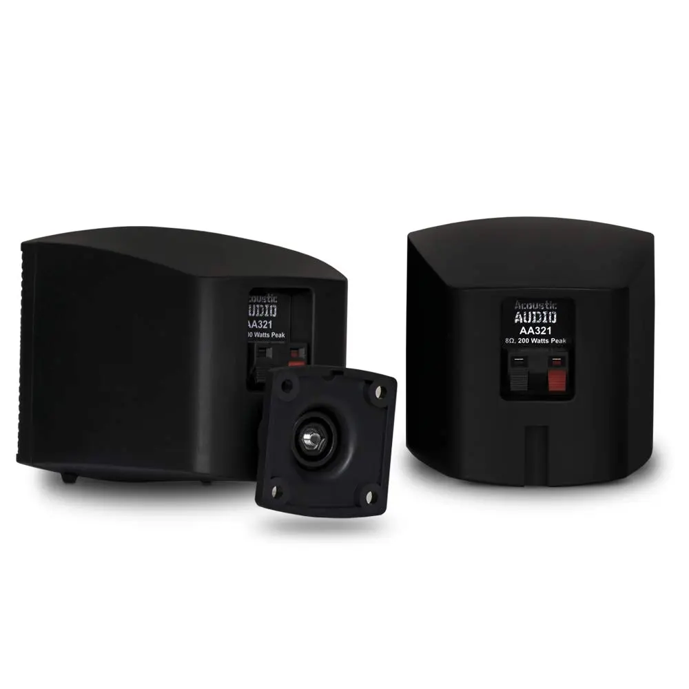 Acoustic Audio AA321B Mountable Indoor Speakers 400 Watts Black Bookshelf Pair | Passive Stereo Speakers for Home Theater & Bookshelf Use - view 4