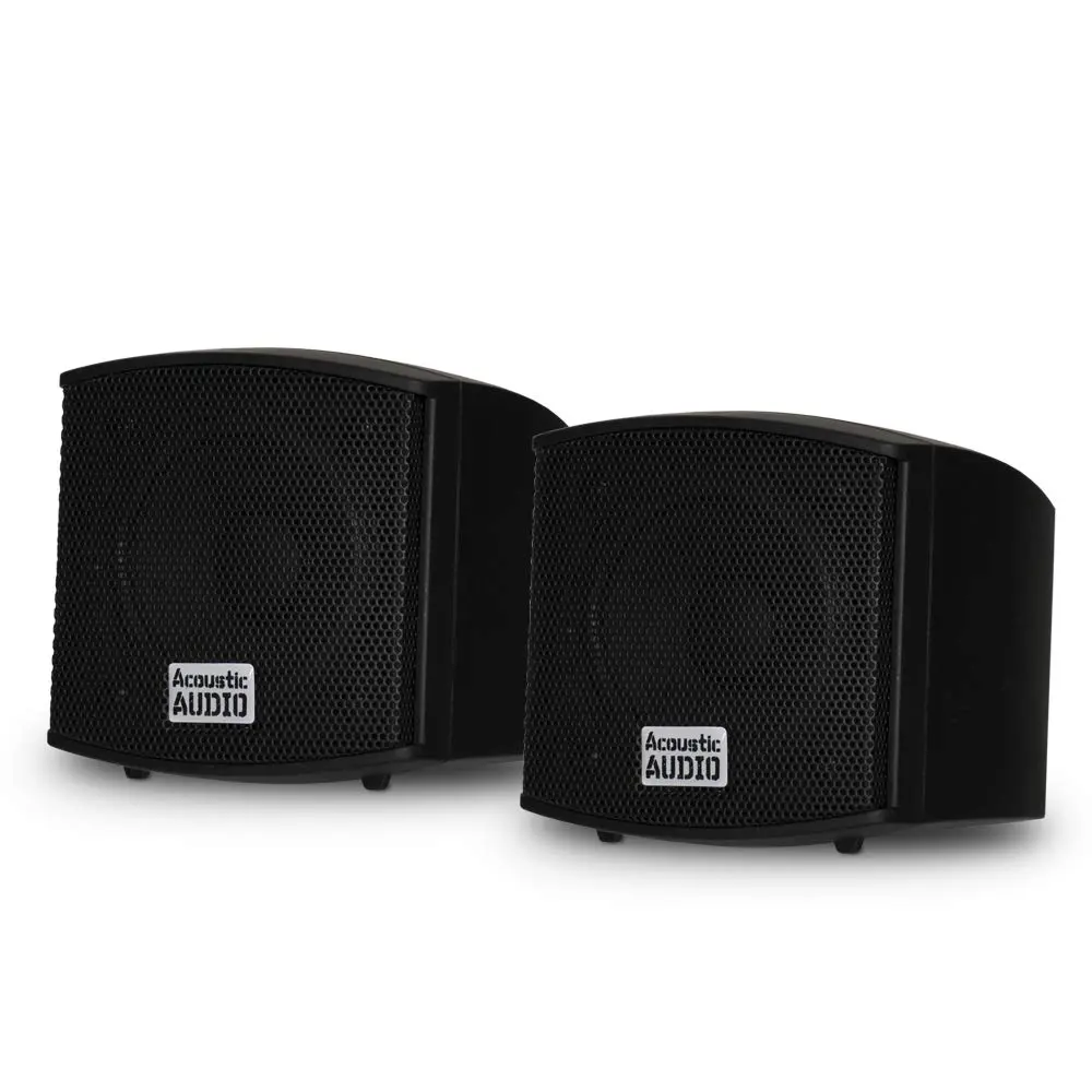 Acoustic Audio AA321B Mountable Indoor Speakers 400 Watts Black Bookshelf Pair | Passive Stereo Speakers for Home Theater & Bookshelf Use - main product image