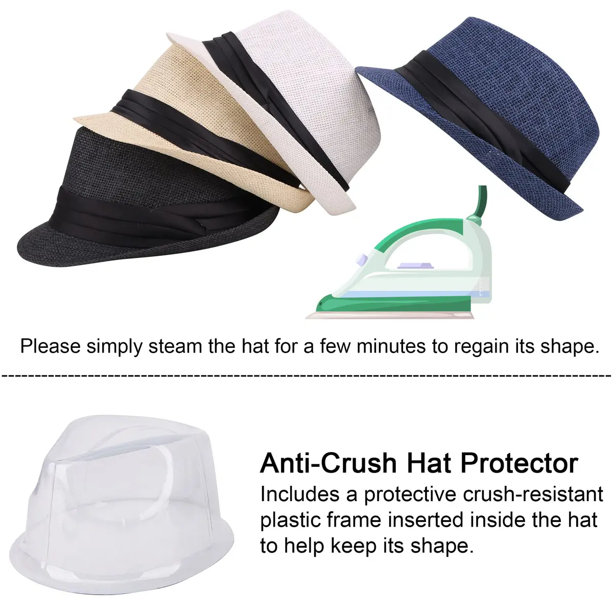 Simplicity Fedora Hat Natural | Summer Sun Short Brim Straw Fedora for Men, Adjustable XL - view 4