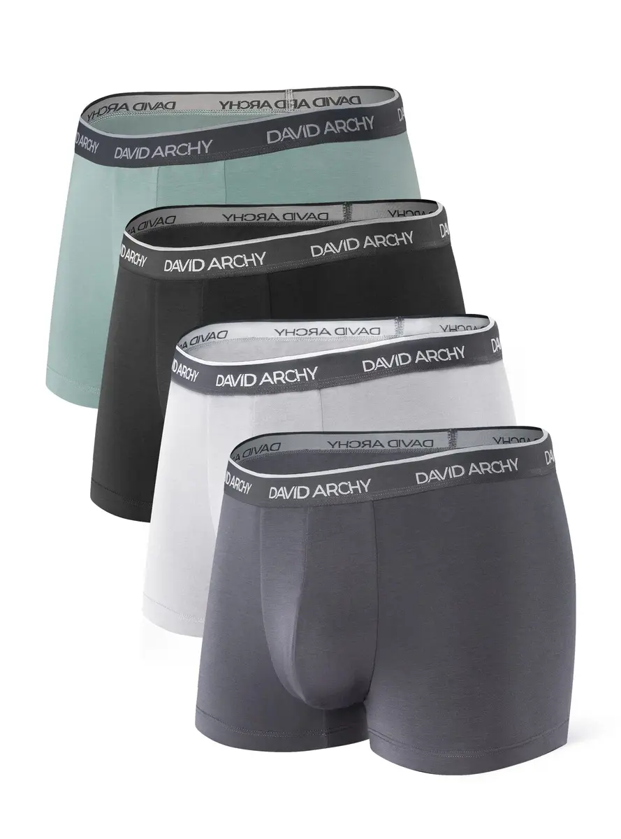 DAVID ARCHY Men's Bamboo Rayon Trunks Underwear Contoured Pouch No Fly | Ultra Soft, Breathable, Moisture Wicking (X-Large) - main product image