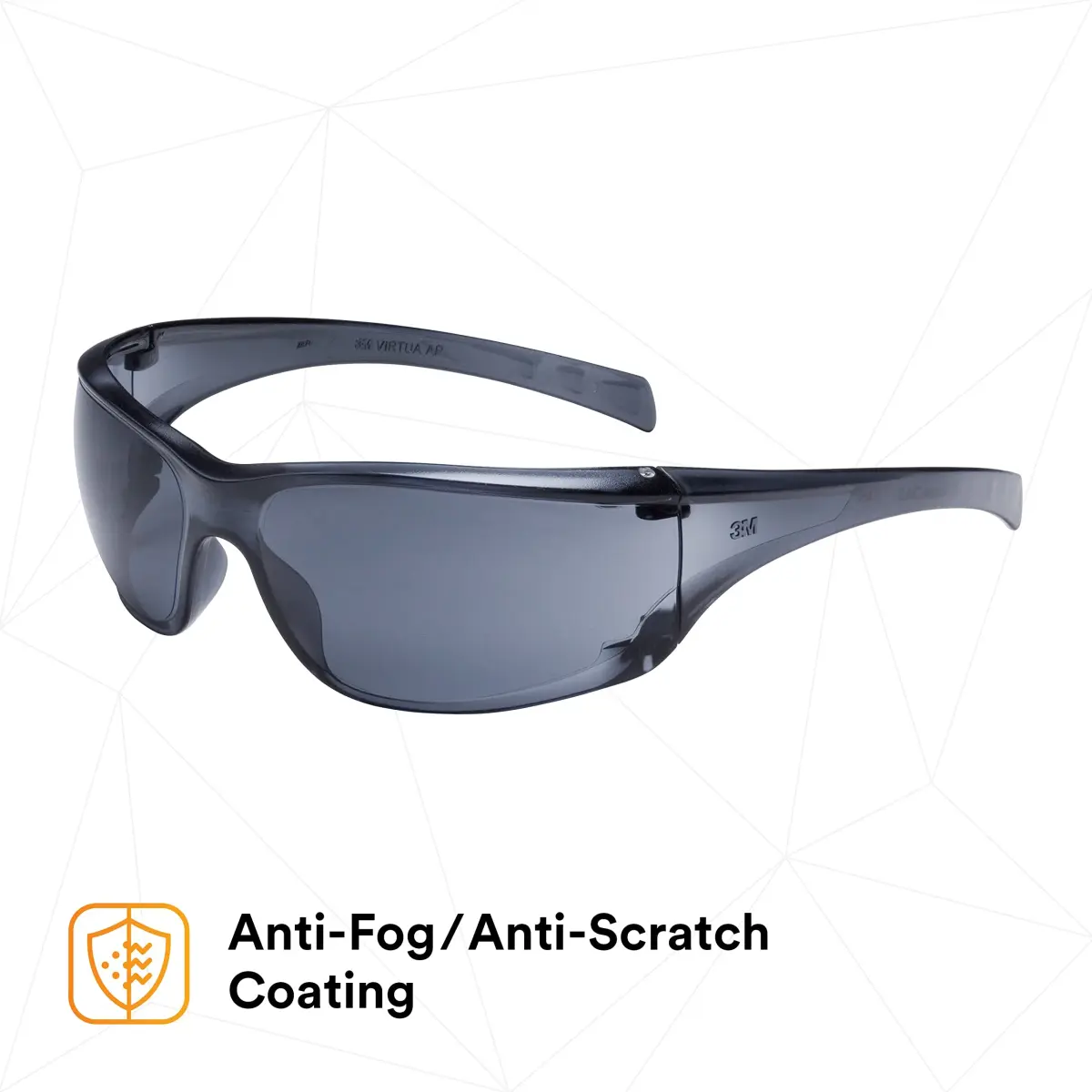 3M Virtua AP Safety Glasses with Side Shields, Anti-Fog Anti-Scratch Gray Lens, Gray Frame, 1 oz | ANSI Z87.1 High Impact Rated - view 5