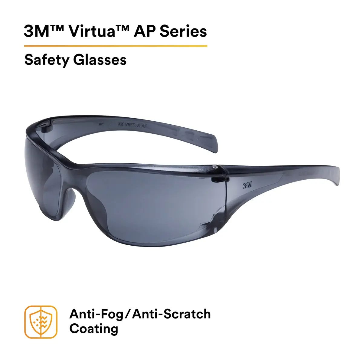 3M Virtua AP Safety Glasses with Side Shields, Anti-Fog Anti-Scratch Gray Lens, Gray Frame, 1 oz | ANSI Z87.1 High Impact Rated - view 2