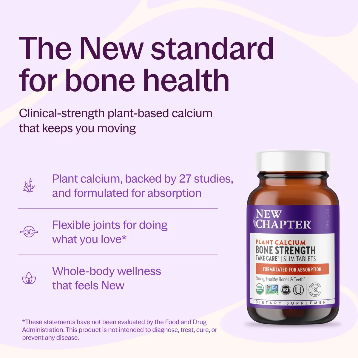 New Chapter Bone Strength Take Care Supplement, 180 Slim Tablets | Supports Bone & Heart Health - view 2