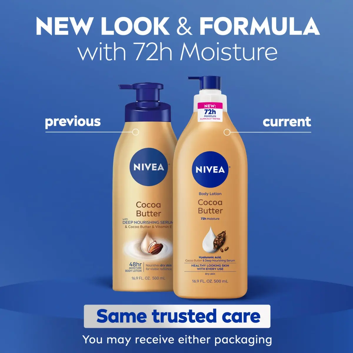 NIVEA Cocoa Butter Body Lotion for Dry Skin with Hyaluronic Acid, 499 ml (16.9 Fl Oz) | 72-Hour Deep Nourishing Moisture - view 2