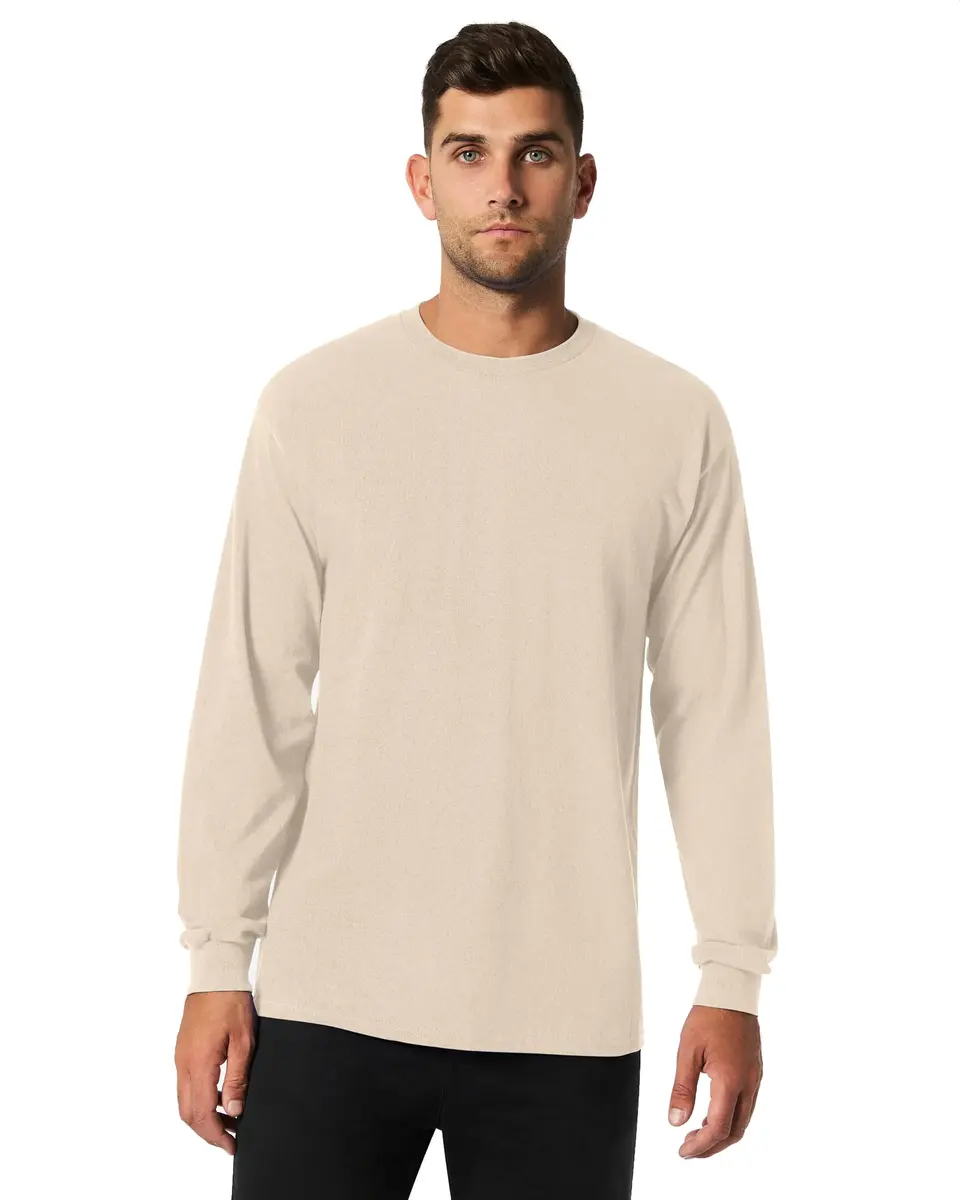 Gildan Men's Ultra Long Sleeve Rib-Knit Cuffs T-Shirt, Medium, Sand | 100% Cotton Jersey, Regular Fit - main product image