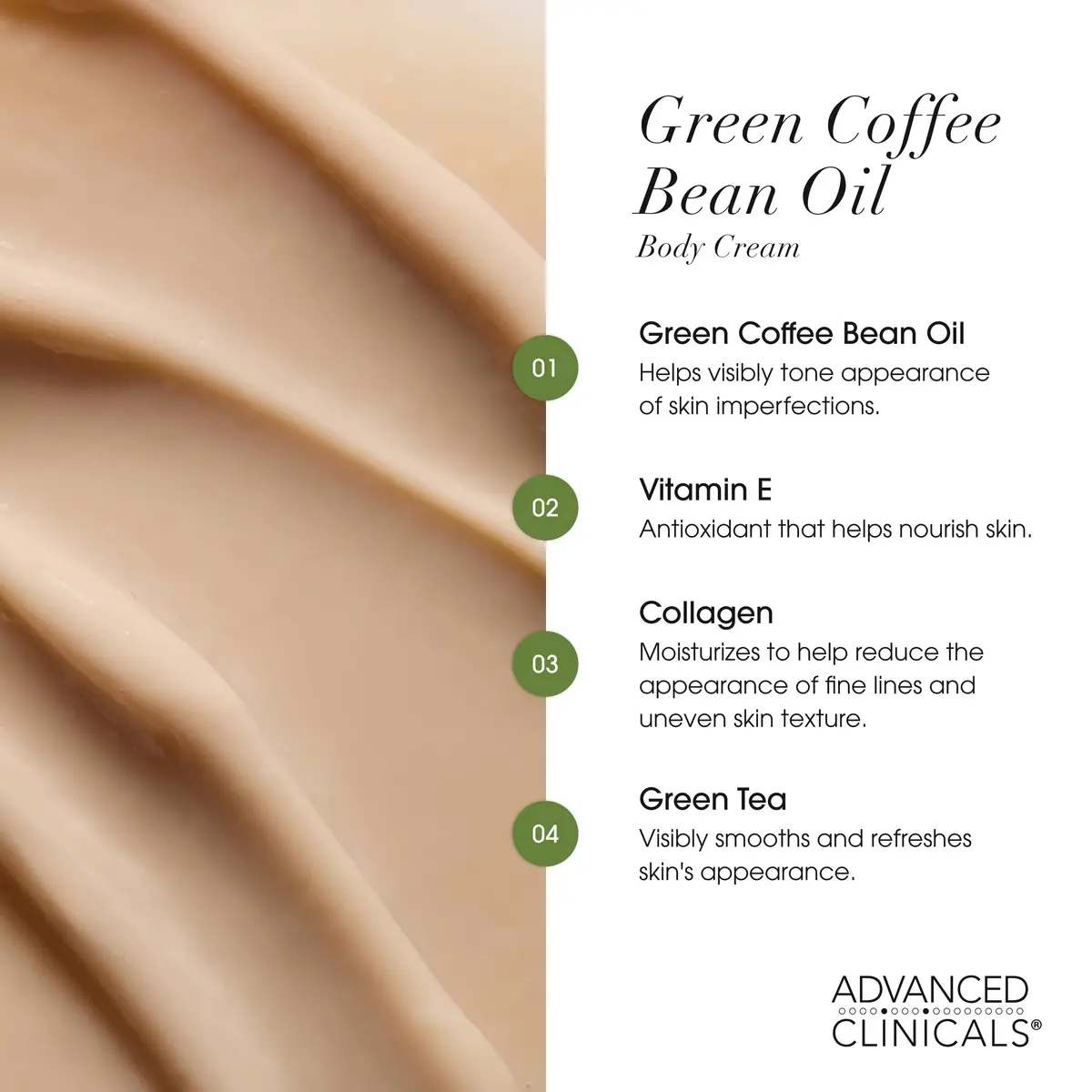 Advanced Clinicals Green Coffee Bean Thermo - Firming Body Lotion 16 Oz | Caffeine & Collagen Moisturizer for Firm, Smooth Skin - view 5