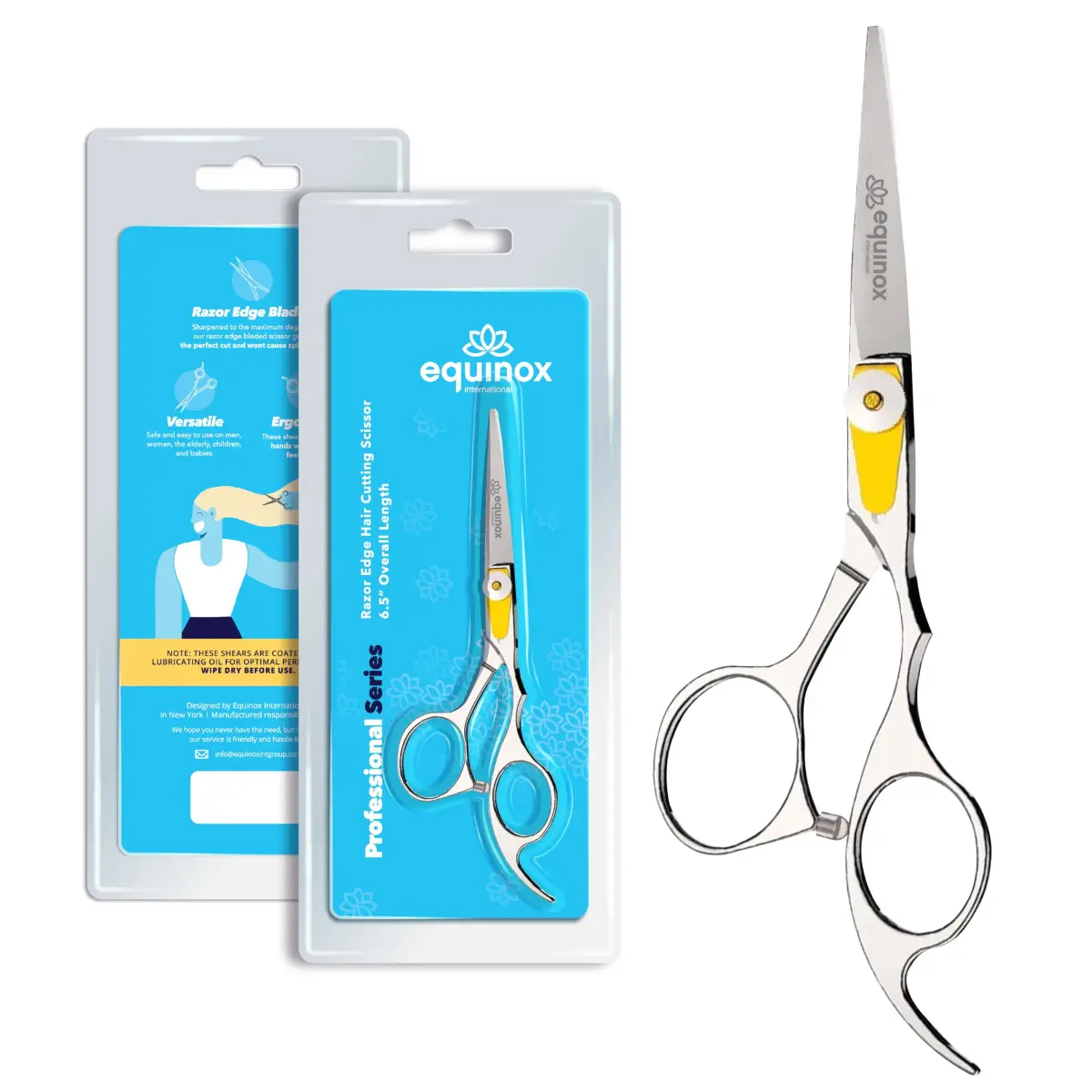 Equinox Professional Razor Edge Series Barber Hair Cutting Scissors 6.5 Inch (16.51 cm) | Japanese Stainless Steel Salon Shears - main product image