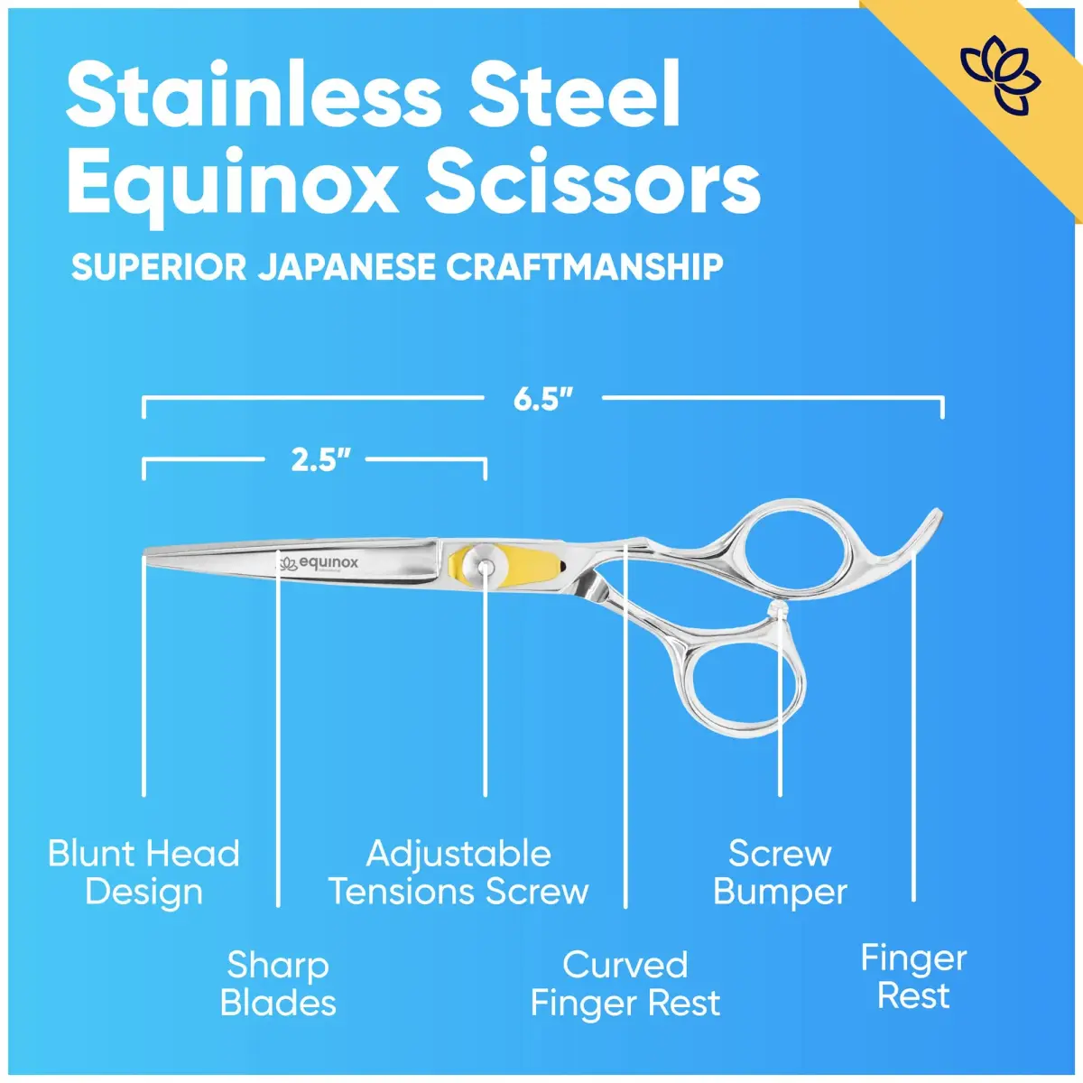 Equinox Professional Razor Edge Series Barber Hair Cutting Scissors 6.5 Inch (16.51 cm) | Japanese Stainless Steel Salon Shears - view 2