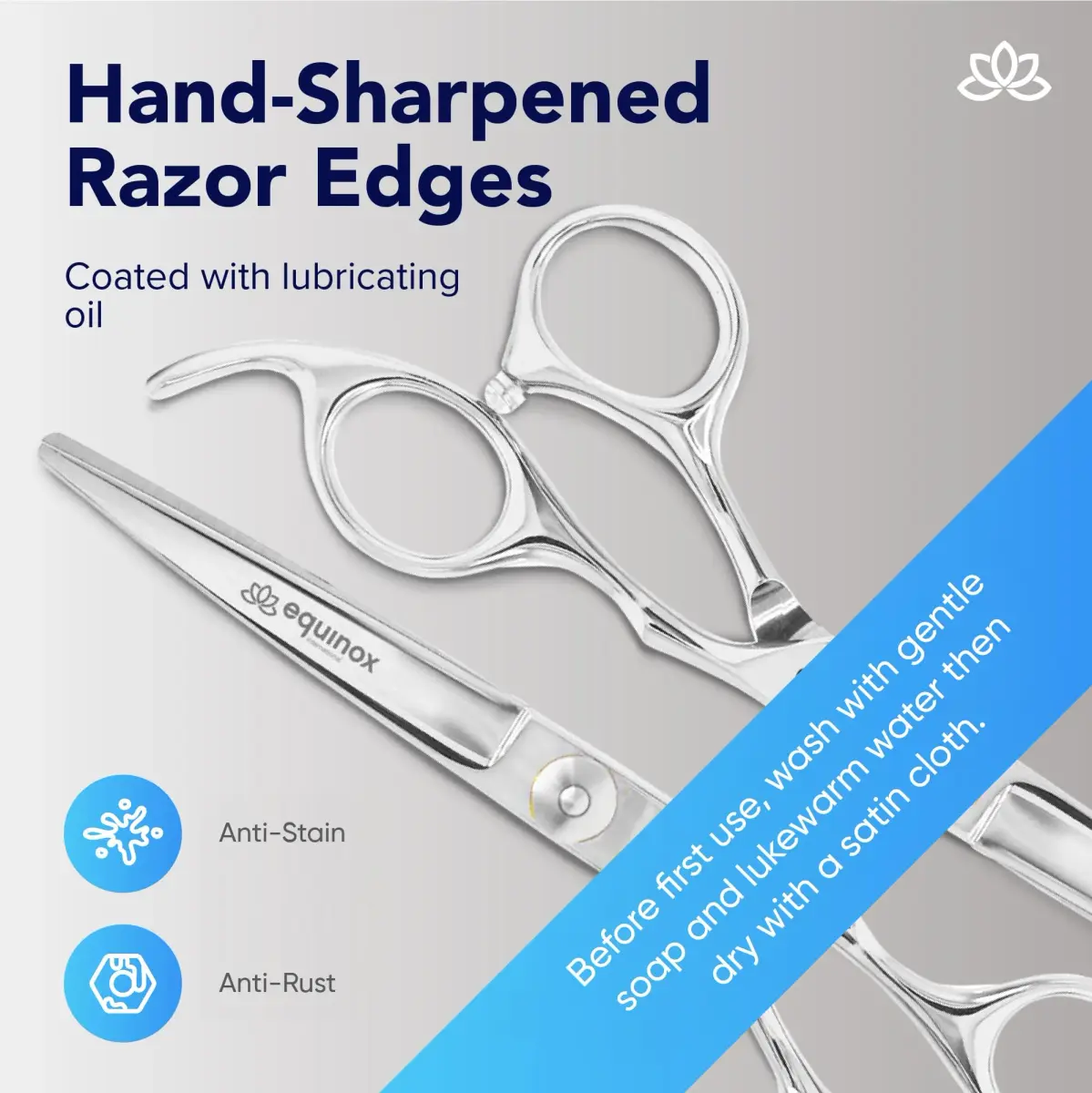 Equinox International 6.0" Barber Hair Cutting Shears | Japanese Stainless Steel, Ergonomic Grip - view 3