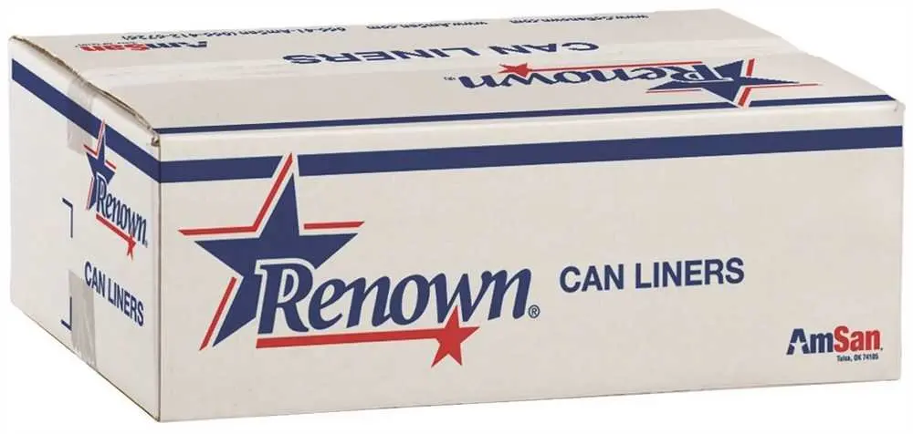 Renown Trash Can Liners 43" x 47" | 56 Gallon Heavy Gauge Black Waste Bags (100 Count Pack) - main product image