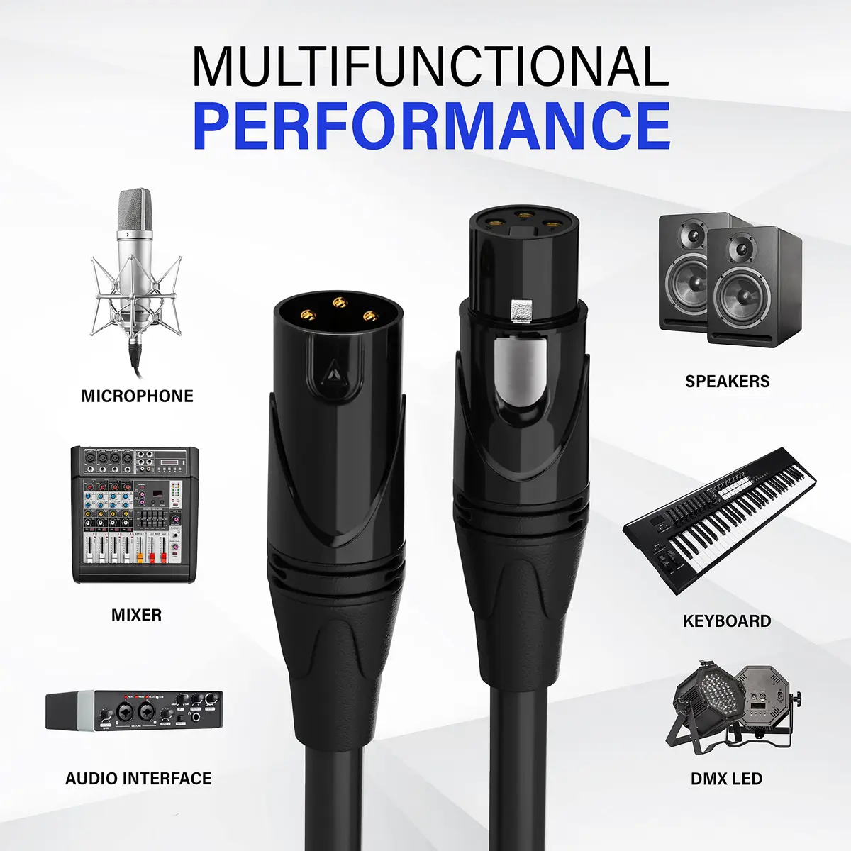 LyxPro 50 ft Balanced XLR Mic Cable | 3-pin Male to Female, Red | Noise-Resistant Audio Connection - view 6