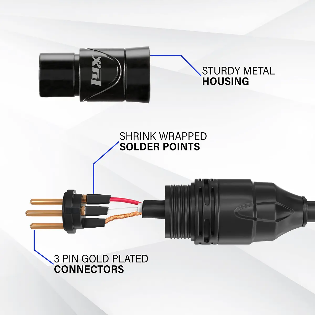 LyxPro 50 ft Balanced XLR Mic Cable | 3-pin Male to Female, Red | Noise-Resistant Audio Connection - view 4