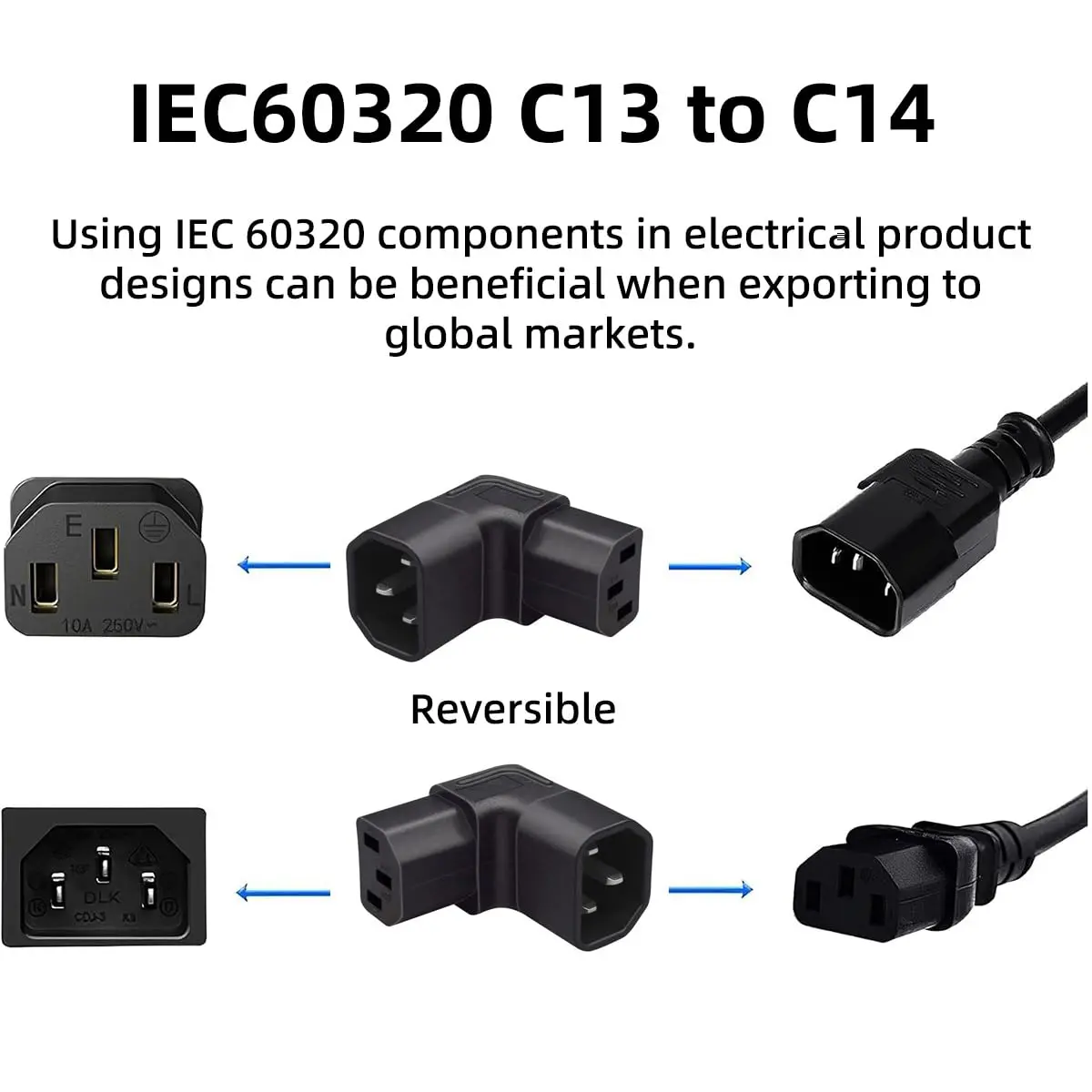 chenyang IEC 320 C14 Male 1 to 2 C13 Female Power Extension Cable 33cm | 10A 250V for Monitor & PC - view 2