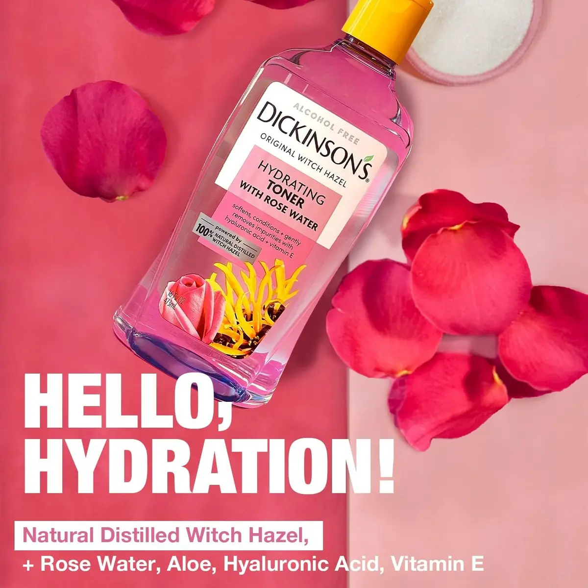 Dickinson's Witch Hazel Hydrating Toner with Rosewater | 16 Fl Oz | Alcohol-Free, Hydrates & Refreshes Skin - view 3