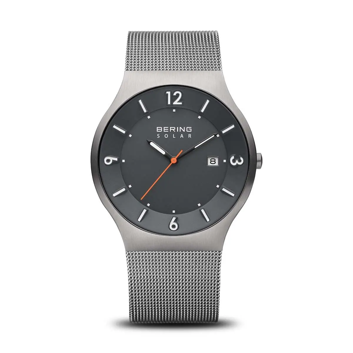 BERING Men's Solar Watch, 40 mm Stainless Steel Case & Dial, Milanese Strap, Sapphire Crystal, 5 ATM | Minimalist Scandinavian Design - main product image