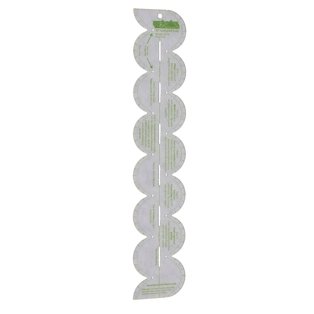 Quick Points 3/4" Scalloped Ruler 14" x 2.75" | Sewing & Crafting Tool - main product image