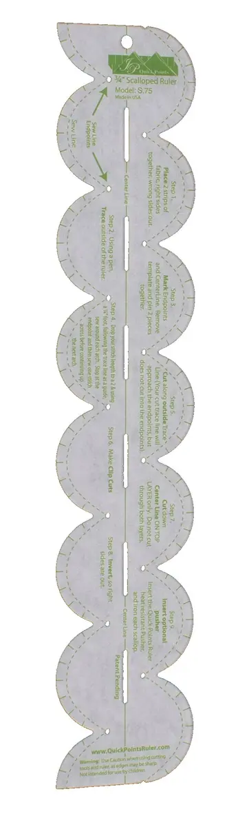 Quick Points 3/4" Scalloped Ruler 14" x 2.75" | Sewing & Crafting Tool - main product image
