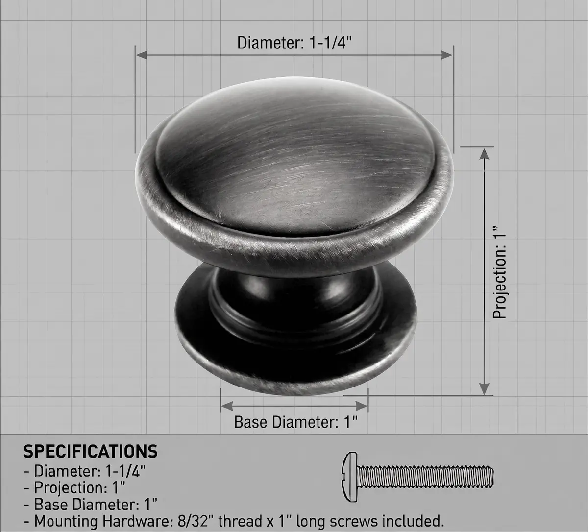Cosmas 4702ORB Oil Rubbed Bronze Cabinet Knobs 1-1/4 Inch Diameter (3.17cm), 10-Pack | Wide Base Design for Comfortable Grip - view 3