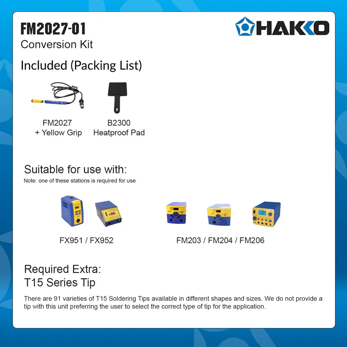 Hakko FM2027-01 Soldering Iron | Compatible with FX951, FX952, FM203, FM204, FM206 stations - view 2
