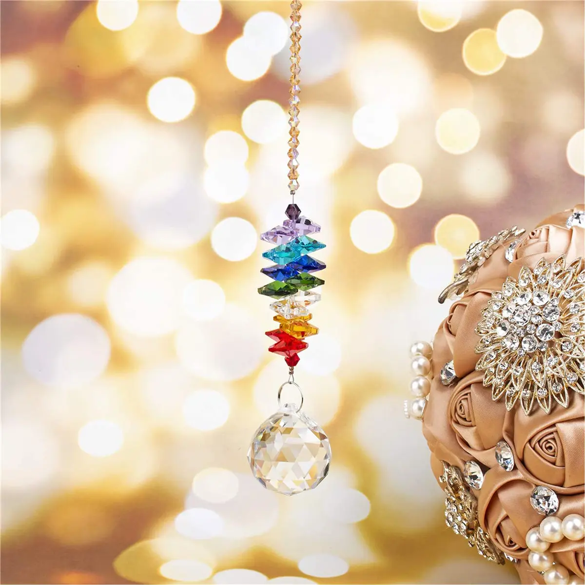H&D Hyaline & Dora Crystal Suncatcher Ball Prism 24cm (9.5 inch) | Rainbow Maker for Garden & Home Decor - view 6