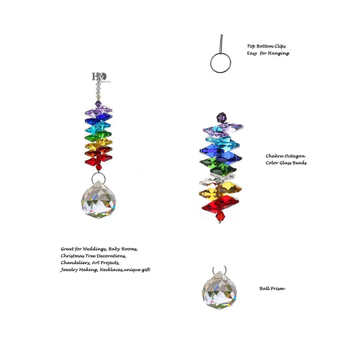 H&D Hyaline & Dora Crystal Suncatcher Ball Prism 24cm (9.5 inch) | Rainbow Maker for Garden & Home Decor - view 8