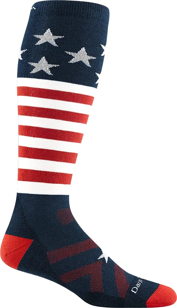 Darn Tough Vermont Men's Captain Stripe Snow Sock Ankle-High Stars & Stripes Small | Midweight Cushion, Seamless, Merino Wool - main product image