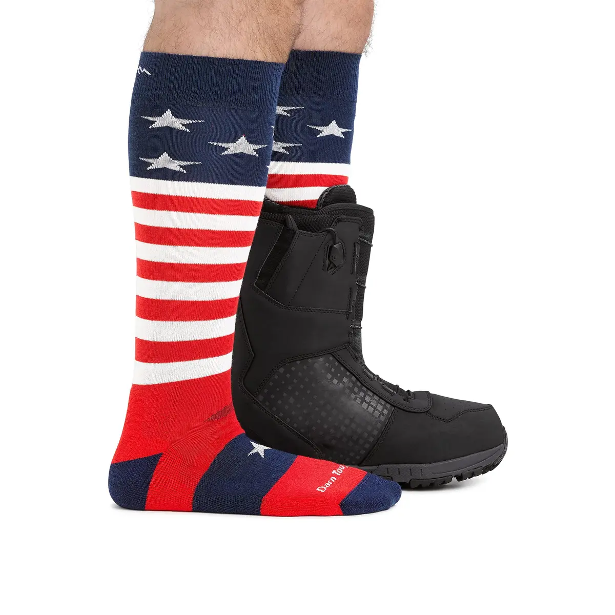 Darn Tough Vermont Men's Captain Stripe Snow Sock Ankle-High Stars & Stripes Small | Midweight Cushion, Seamless, Merino Wool - view 3