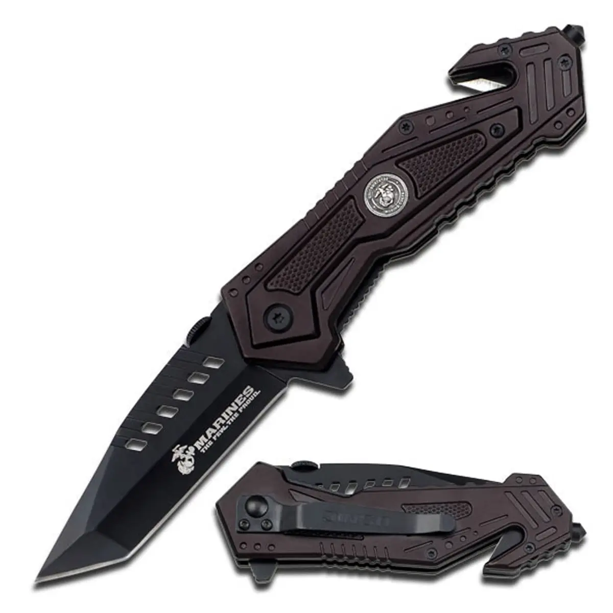 MTECH USA Folding Knife 8.25in | Black Tanto Blade, USMC Design, Tactical, Self Defense - main product image