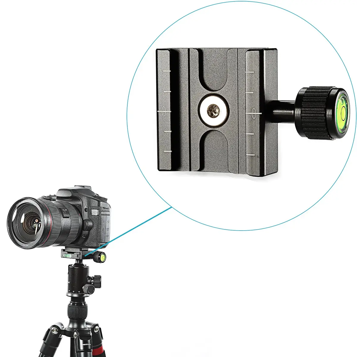 Neewer Aluminium 50mm Quick Release Plate QR Clamp 3/8-inch with 1/4-inch Adapter and Built-in Bubble Level | Durable Camera Support Accessory - view 3