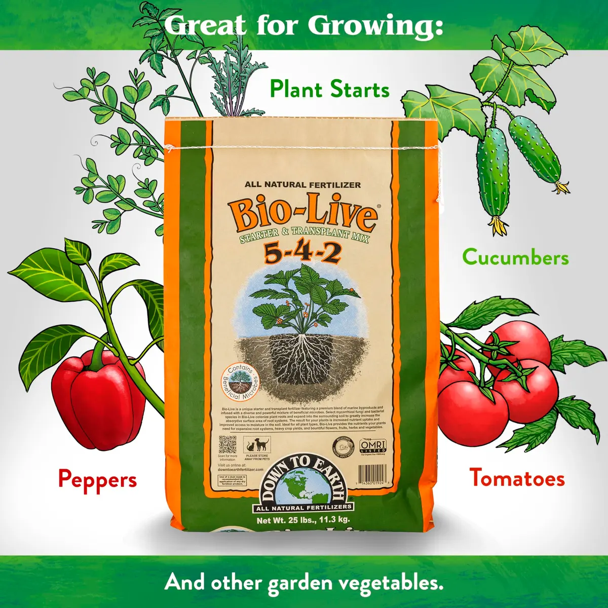Down To Earth All Natural Fertilizers Organic Bio-Live 25 lb | Organic Bio-Fertilizer with Beneficial Microbes - view 3