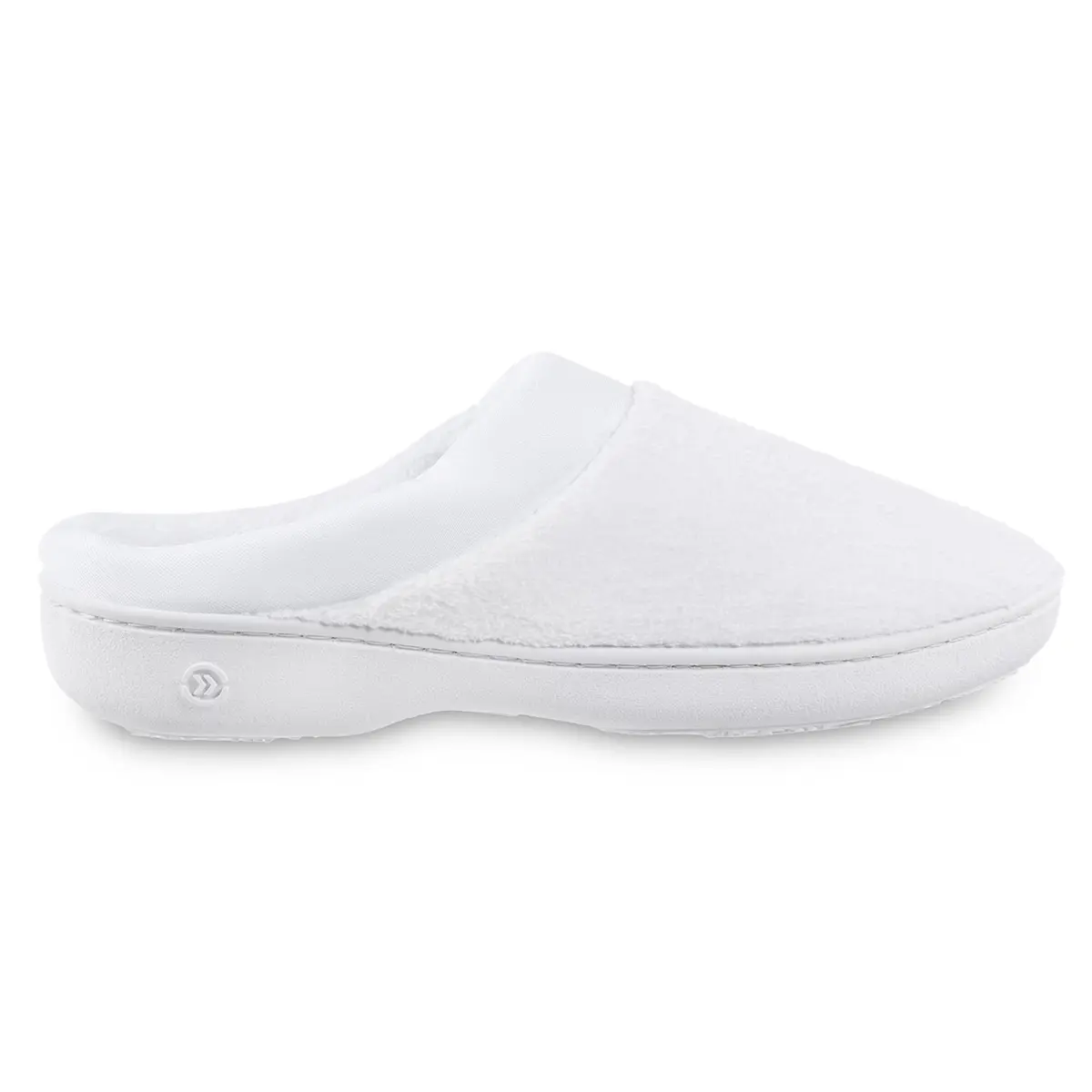 isotoner Women's Indoor/Outdoor Slip-on Terry and Satin Clog Slippers with Memory Foam Comfort, White, 8.5-9 | All-Day Support & Versatility - view 5