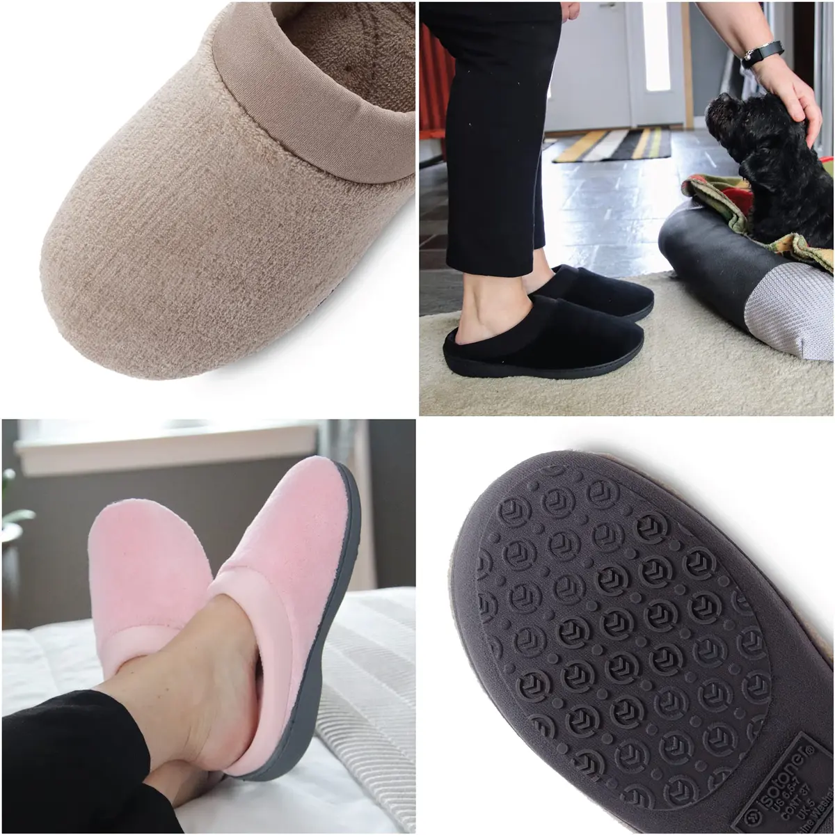 isotoner Women's Indoor/Outdoor Slip-on Terry and Satin Clog Slippers with Memory Foam Comfort, White, 8.5-9 | All-Day Support & Versatility - view 2