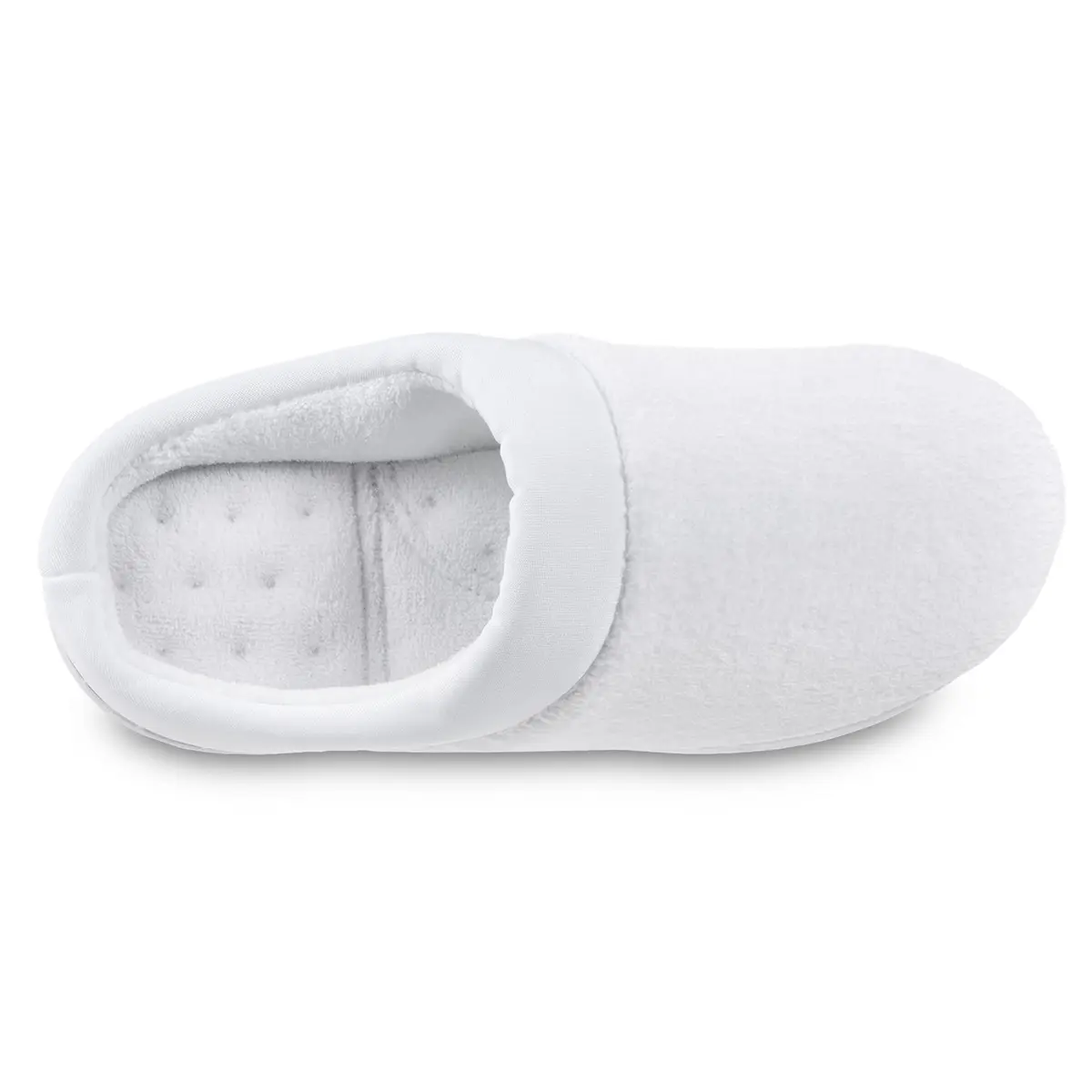 isotoner Women's Indoor/Outdoor Slip-on Terry and Satin Clog Slippers with Memory Foam Comfort, White, 8.5-9 | All-Day Support & Versatility - view 4