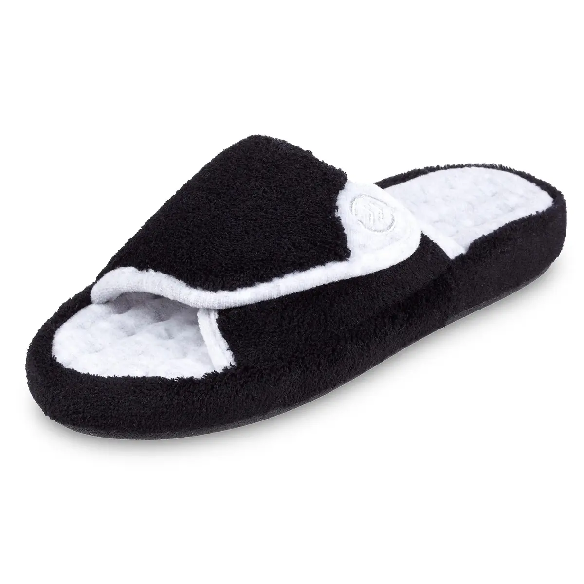 isotoner Women's Indoor/Outdoor Slip-on Terry Spa Slide Slippers 6.5-7 | Memory Foam Comfort & Adjustable Fit - main product image