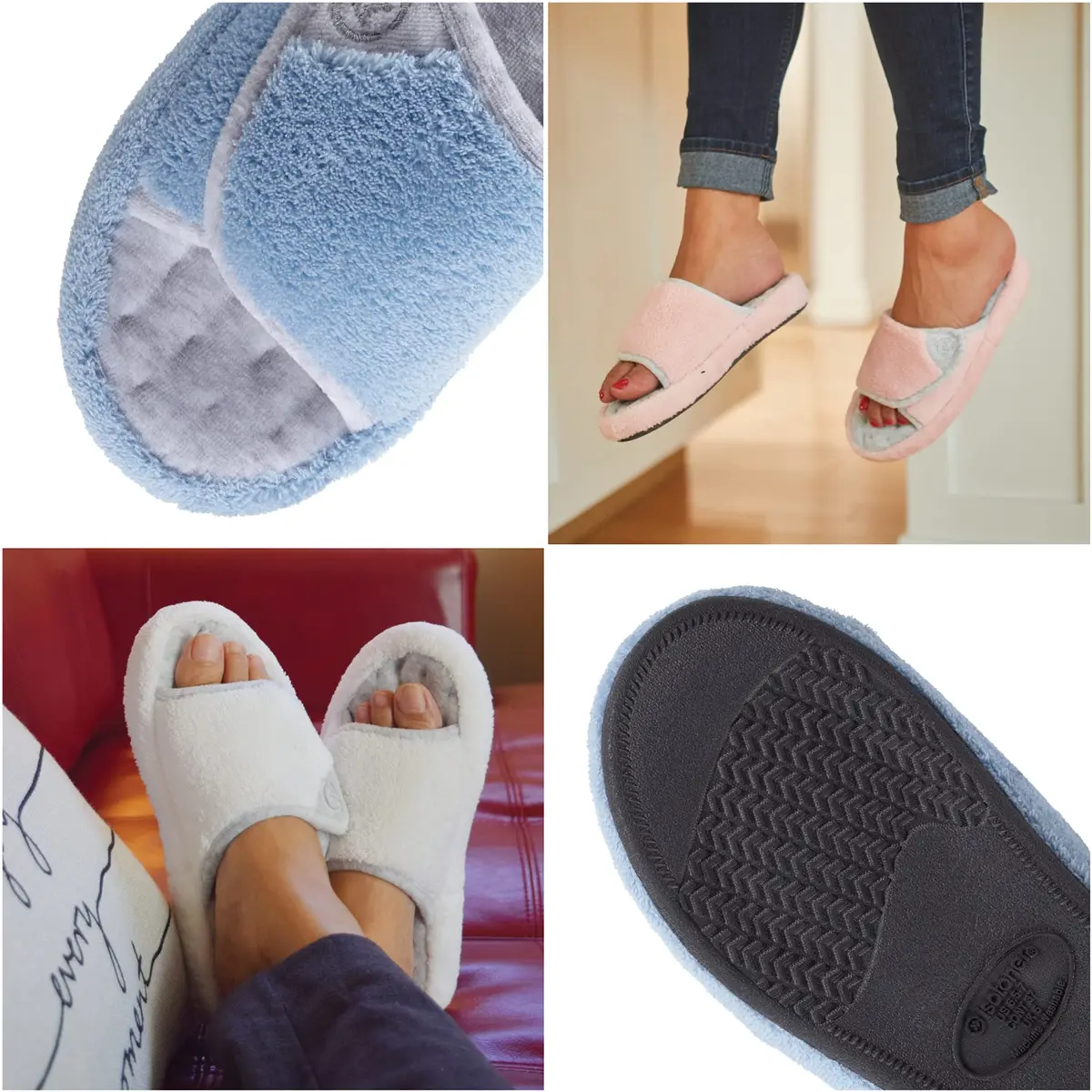 isotoner Women's Indoor/Outdoor Slip-on Terry Spa Slide Slippers 6.5-7 | Memory Foam Comfort & Adjustable Fit - view 2