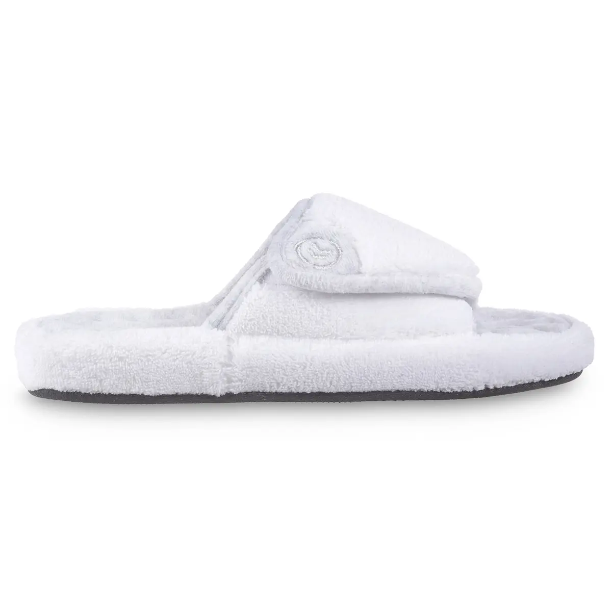 isotoner Women's Indoor/Outdoor Slip-on Terry Spa Slide Slippers with Memory Foam, White, 6.5-7 | All-day comfort with adjustable fit - view 5