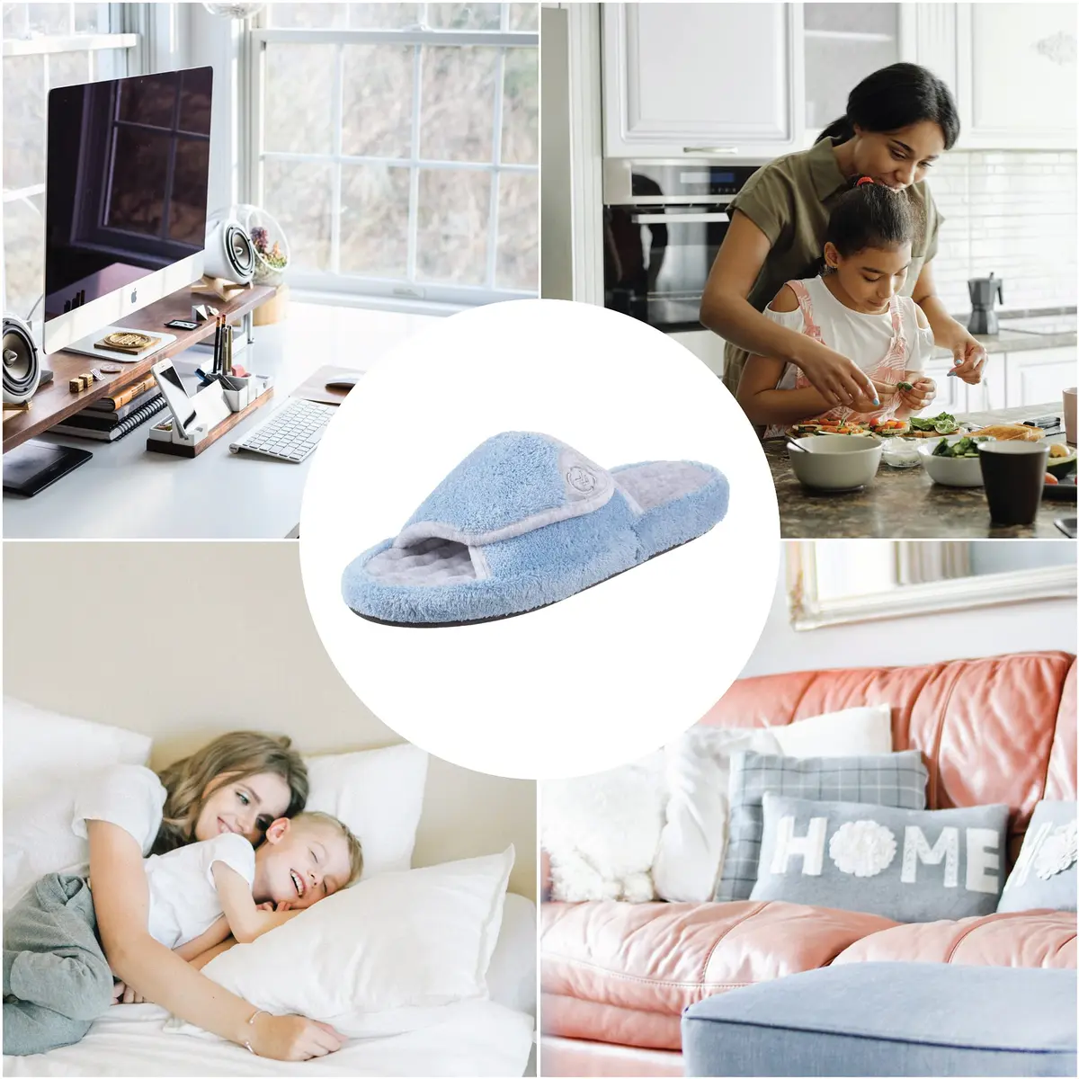 isotoner Women's Indoor/Outdoor Slip-on Terry Spa Slide Slippers with Memory Foam, White, 6.5-7 | All-day comfort with adjustable fit - view 6