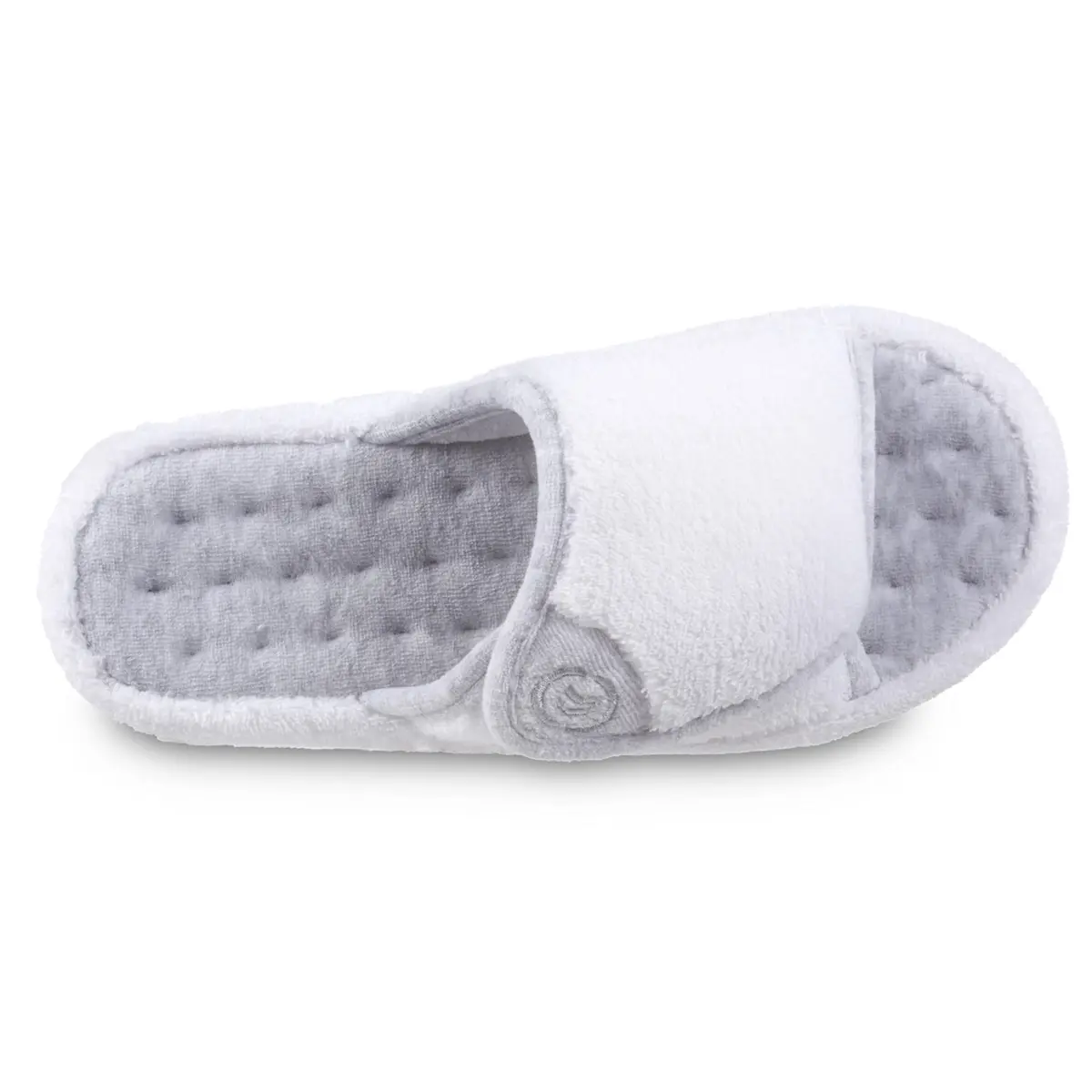 isotoner Women's Indoor/Outdoor Slip-on Terry Spa Slide Slippers with Memory Foam, White, 6.5-7 | All-day comfort with adjustable fit - view 4