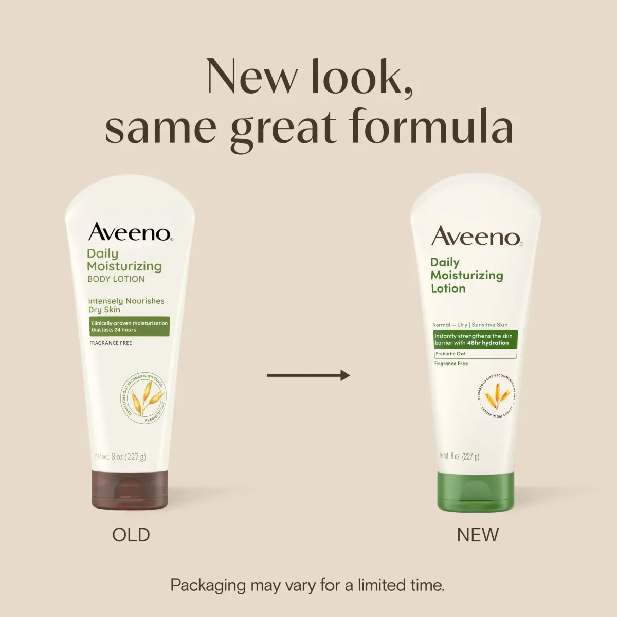 Aveeno Daily Moisturizing Body Lotion with Prebiotic Oat 237ml (8 Fl Oz) | Fragrance-Free for Dry, Sensitive Skin - view 2