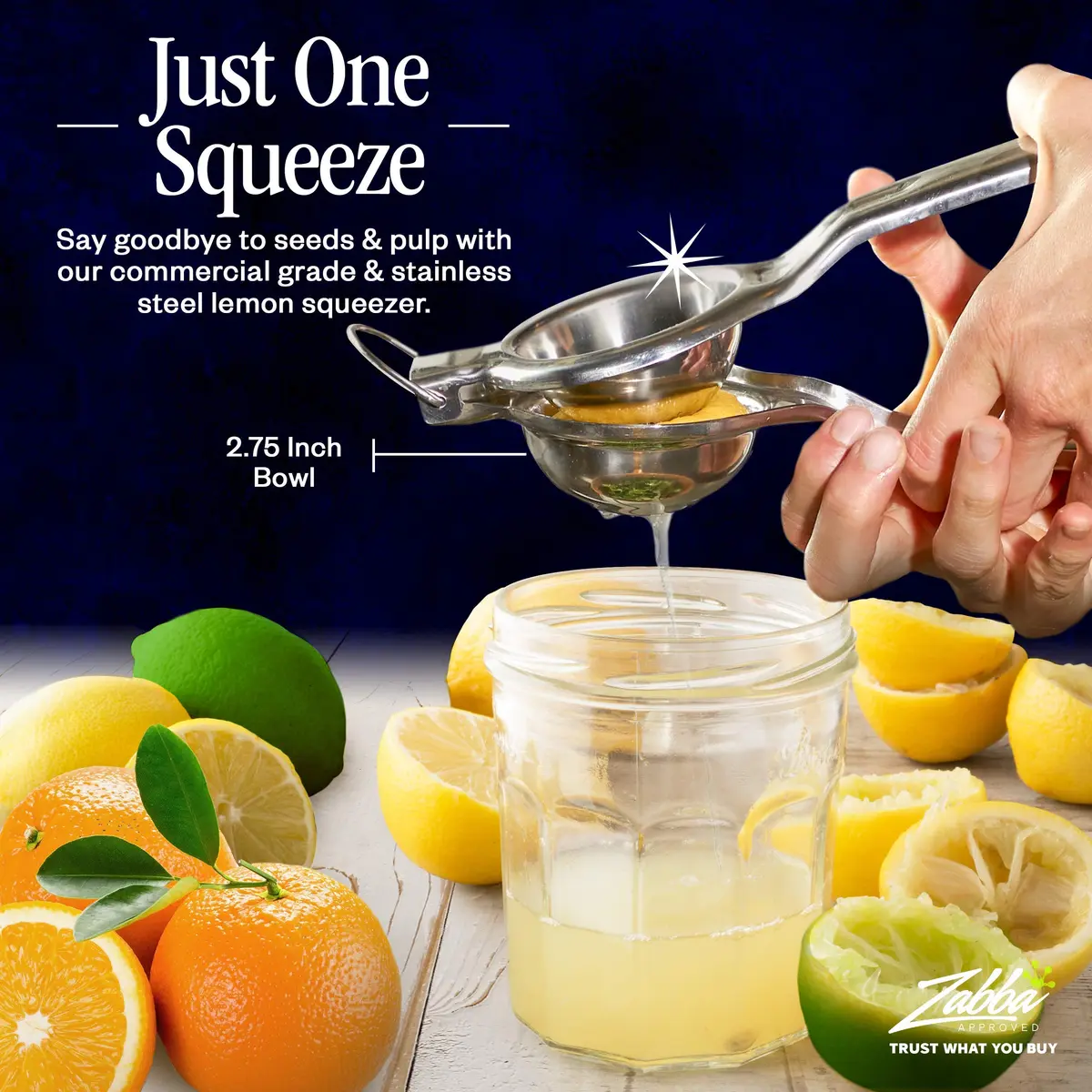 Nuvantee Lemon Squeezer | 18/10 Stainless Steel Manual Citrus Press, 2.75" Bowl, Rust-Resistant - view 2