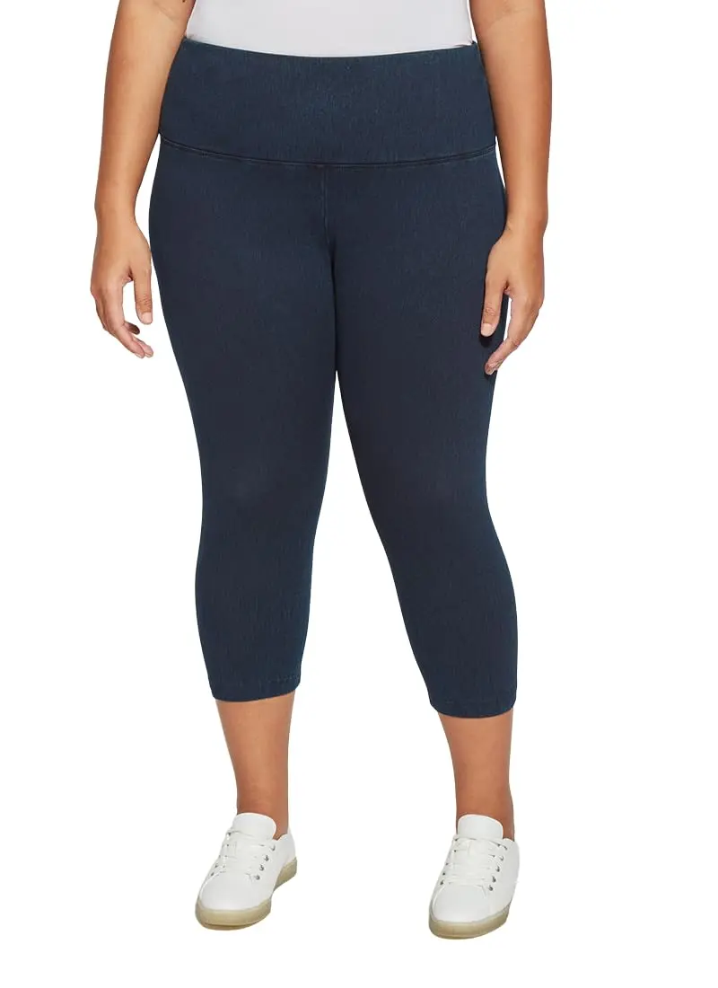 Lyssé Plus-size Denim Capri Legging Pants 3X US | High Waist Support & Supportive Fit - main product image
