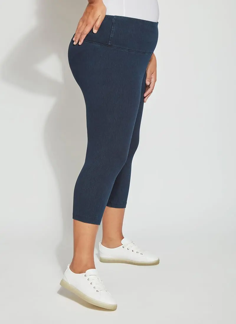Lyssé Plus-size Denim Capri Legging Pants 3X US | High Waist Support & Supportive Fit - view 3