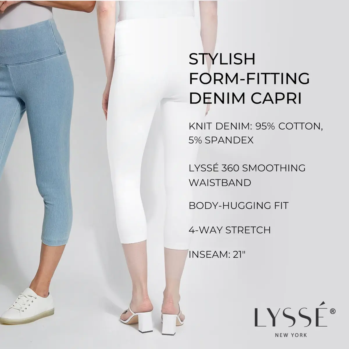 Lyssé Plus-size Denim Capri Legging Pants 3X US | High Waist Support & Supportive Fit - view 4