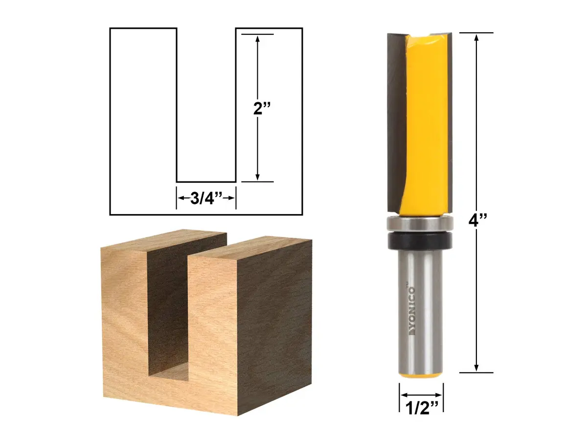 Yonico Router Bit 3/4" Diameter | Flush Trim, Carbide, 1/2" Shank, 2" Length - view 2