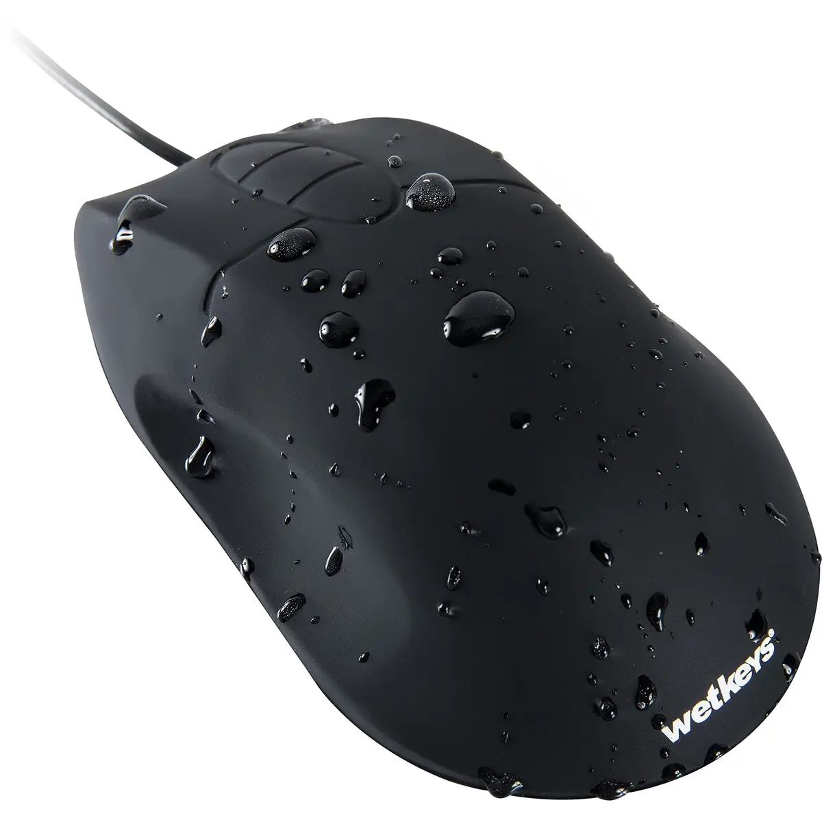 WetKeys Waterproof Ergonomic Optical Mouse | Fully Sealed Silicone, 3-Button Scroll (Black) | USB/PS2 | 0.23kg - main product image