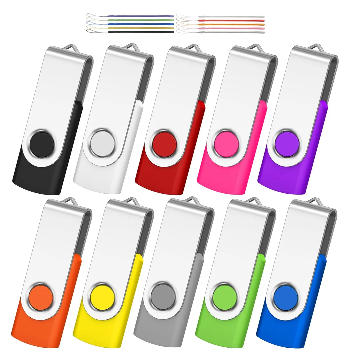 AreTop 2GB USB Flash Drive 10 Pack | Swivel Metal Cover & LED Indicator, Portable Data Storage - main product image