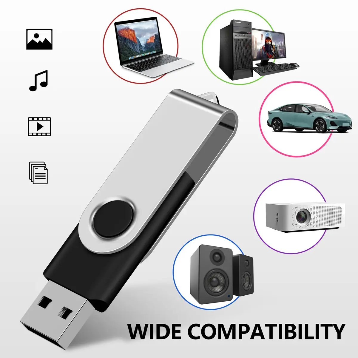 AreTop 2GB USB Flash Drive 10 Pack | Swivel Metal Cover & LED Indicator, Portable Data Storage - view 7