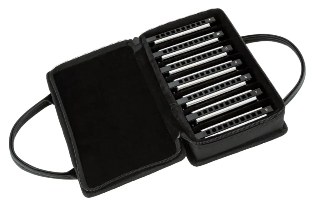 Fender Blues Deluxe Diatonic 10-Hole Harmonica Set with Case, Pack of 7 | Classic Tone for Blues, Folk, Country - view 6